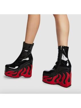 Lamoda Chaos Calls Flame Dollskill Platform Boots Rave Goth Alt Biker Women's 6